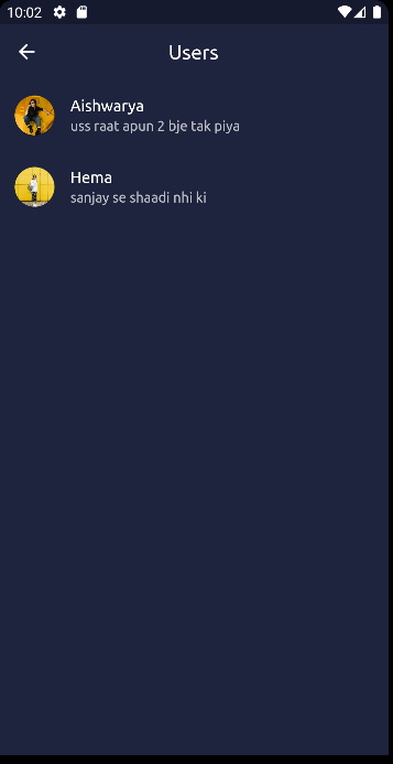 No Signal users list showing Aishwarya and Hema entries with bios