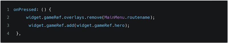 Play button onPressed removing the menu overlay and adding the hero player
